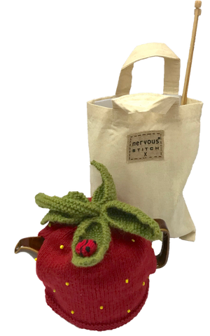 Strawberry Tea Pot Cosy Hand Knitting Kit
