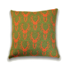 Scottish Stag Deer Head Knitted Cushion - Olive Green & Orange
