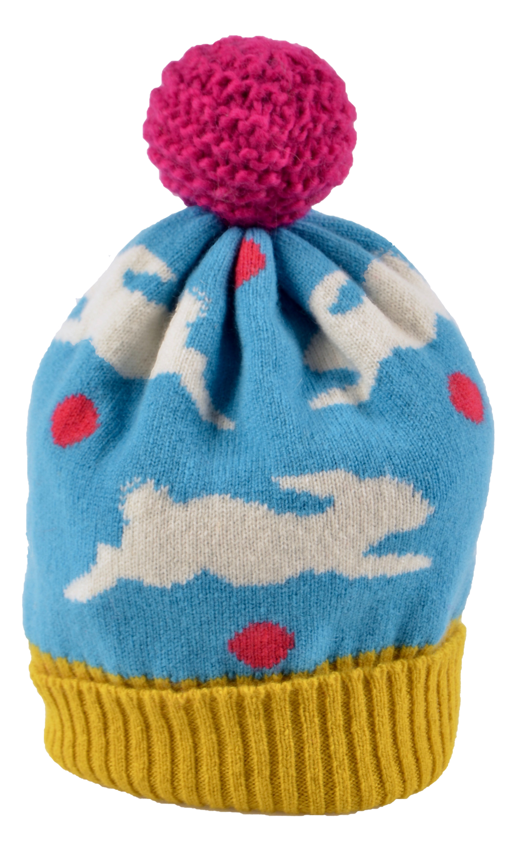 Knitted Bobble Lambswool Rabbit Hat - Main Image