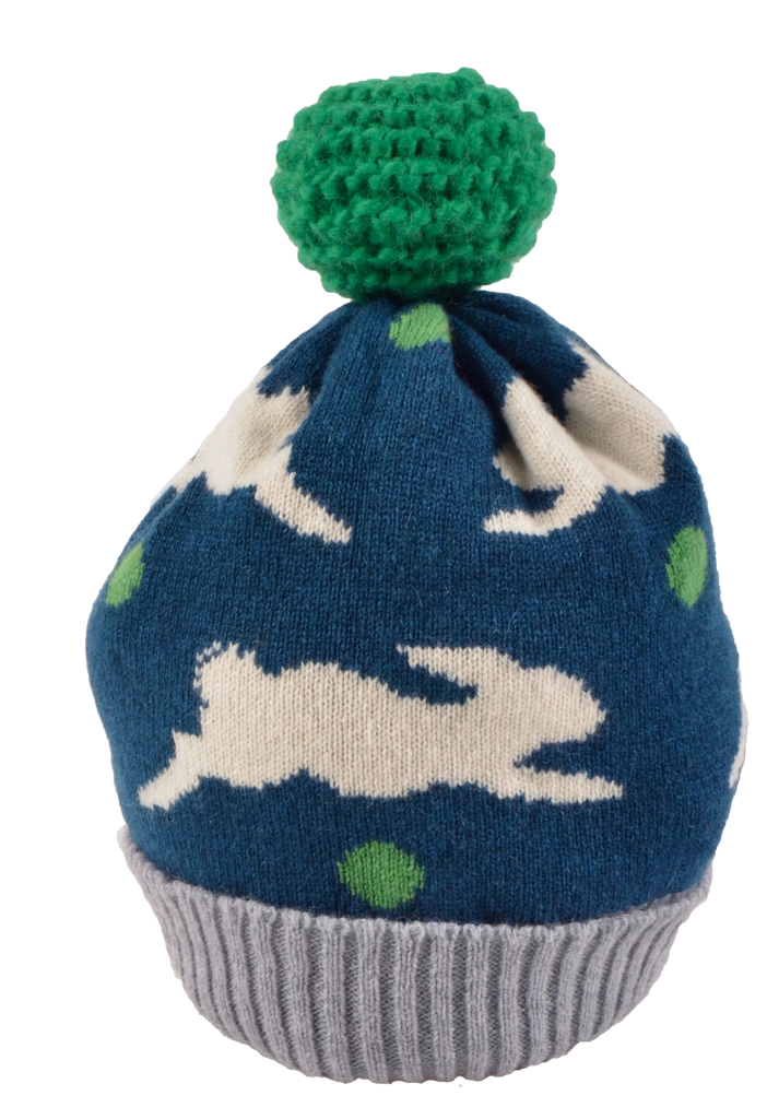 Knitted Lambswool Bunny Rabbit Bobble Hat – Nervous Stitch