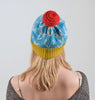 Knitted Lambswool Bright Coloured Stag Patterned Bobble Hat