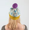 Knitted Lambswool Bright Coloured Stag Patterned Bobble Hat