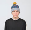 Knitted Lambswool Autumn Coloured Stag Patterned Bobble Hat