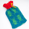 Insect Knitted Lambswool Hot Water Bottle  Blue & Red